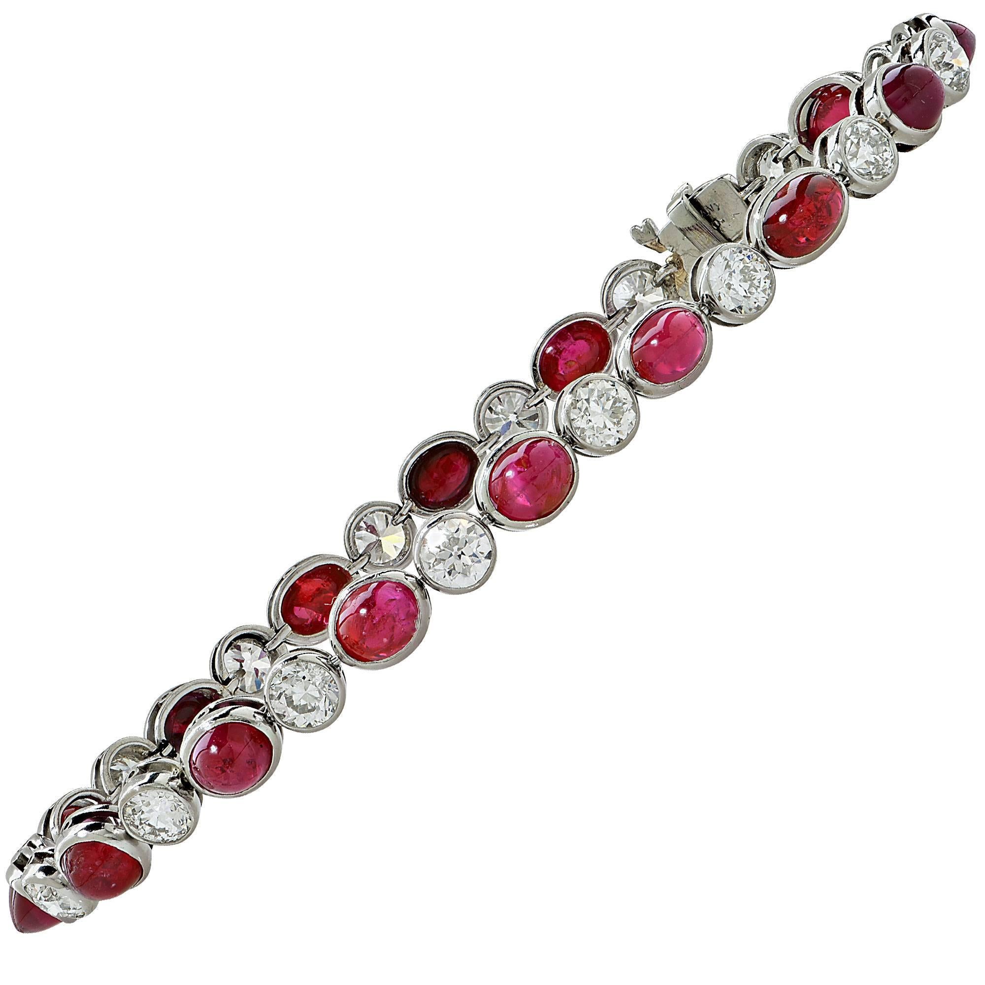 Tiffany 
Co. Art Deco Ruby Diamond Platinum Bracelet, circa 1920s
