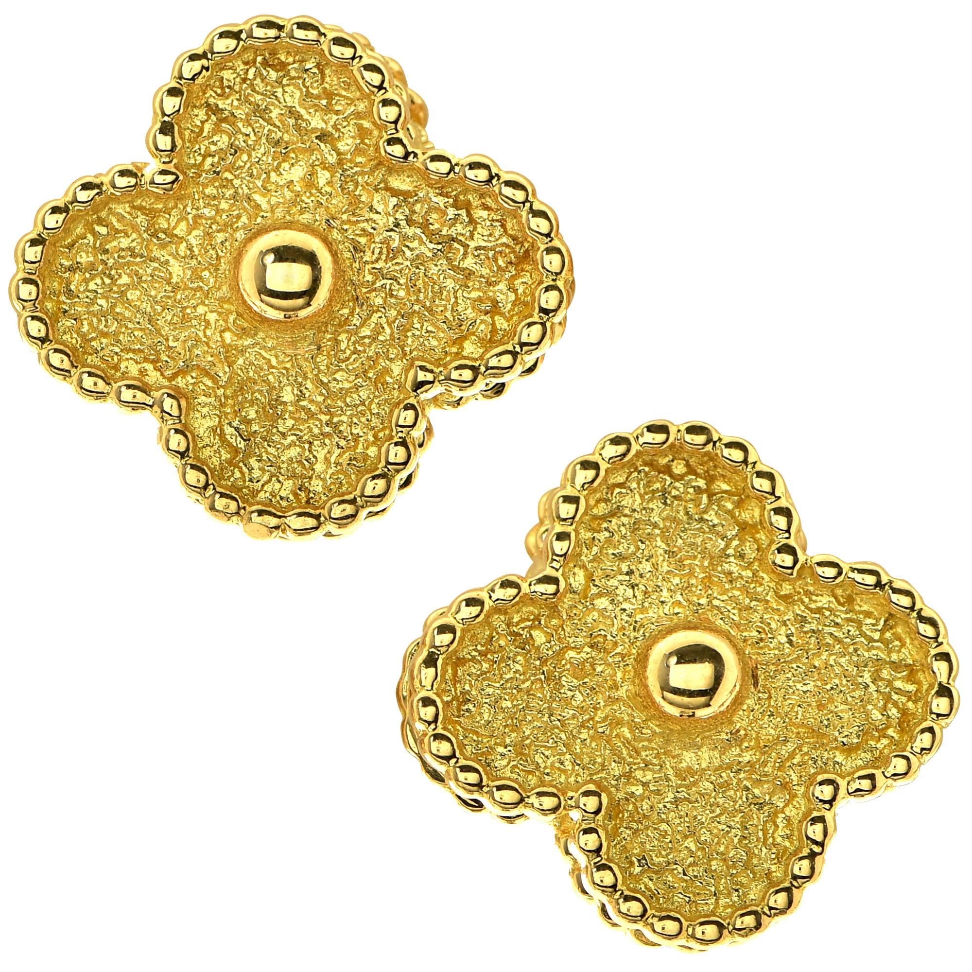 Van Cleef & Arpels Yellow Gold Alhambra Earrings