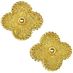 Vintage Van Cleef & Arpels Yellow Gold Alhambra Earrings