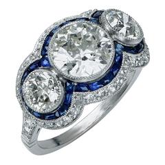3.50 Carat Sapphire and Diamond Platinum Ring