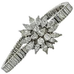 Omega Ladies Platinum Diamond Hidden Wristwatch