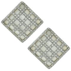 2.10 Carats Diamonds Mother-of-Pearl White Gold Earrings 5