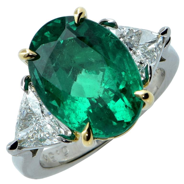 6.54 Carat Emerald and Diamond Ring at 1stdibs