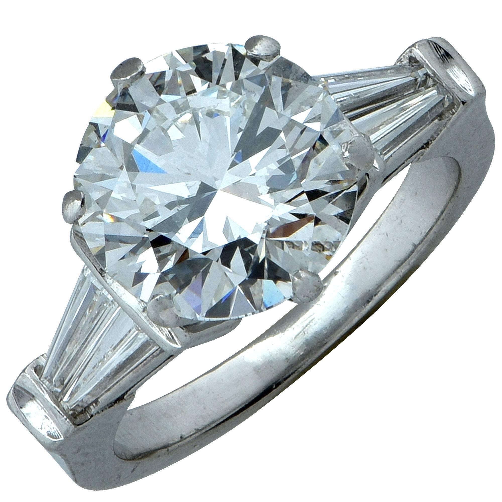 4.63 Carat Diamond Platinum Three-Stone Engagement Ring