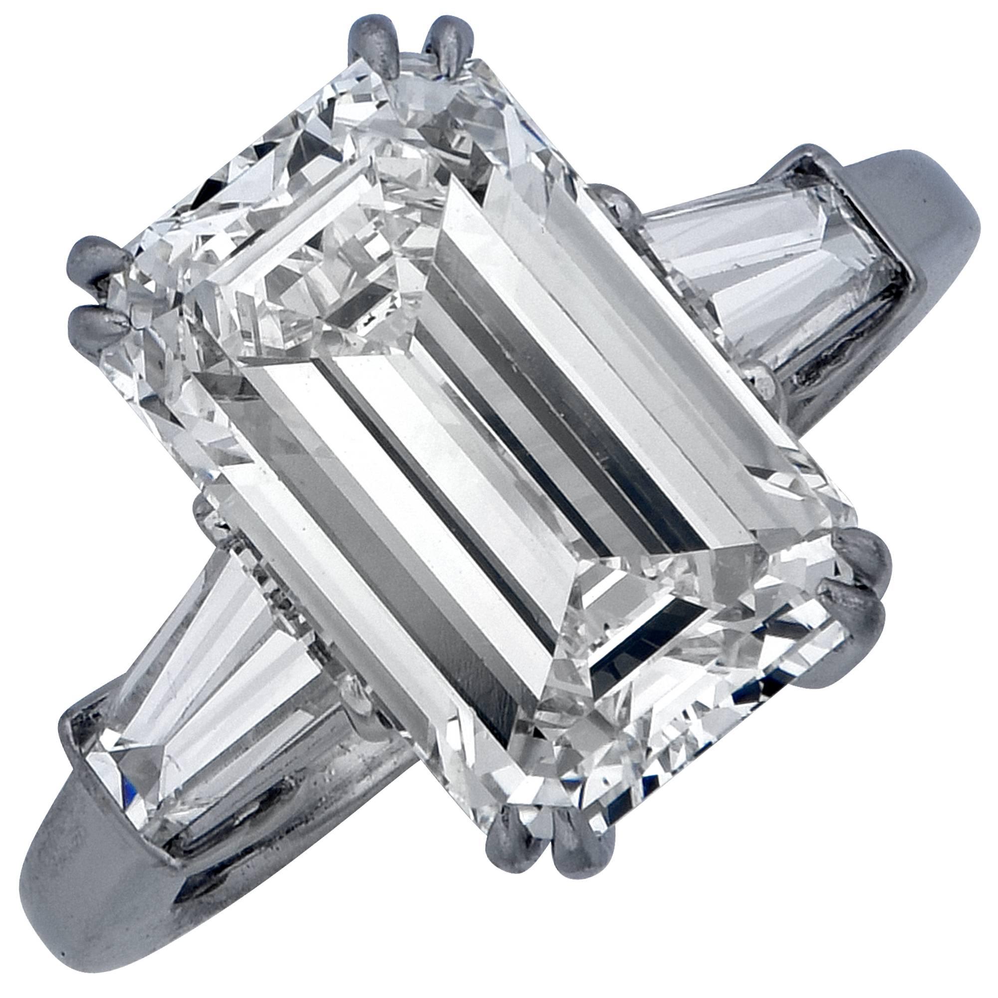 Exquisite 5.72 Carat Emerald Cut Diamond Engagement Ring