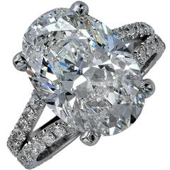 6.15 Carat Oval Diamond Platinum Engagement Ring 9