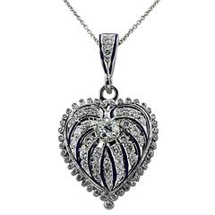 Diamond Locket Heart Pendant and Necklace