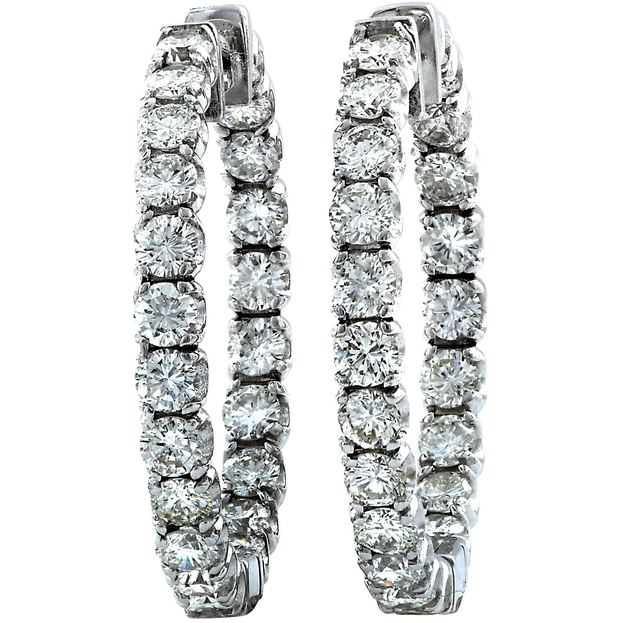 8 Carats Diamonds White Gold Hoop Earrings