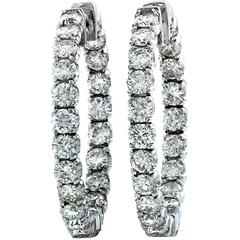 8 Carats Diamonds White Gold Hoop Earrings