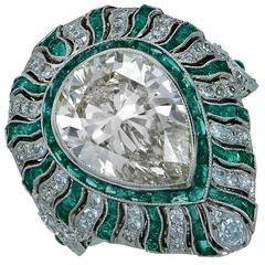 5 Carat Emerald Diamond Platinum Ring 1