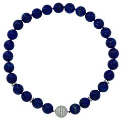 Beautiful Lapis Lazuli and Diamond Clasp Necklace