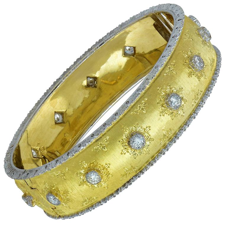 Buccellati Gold and Diamond Cuff Bracelet at 1stDibs
