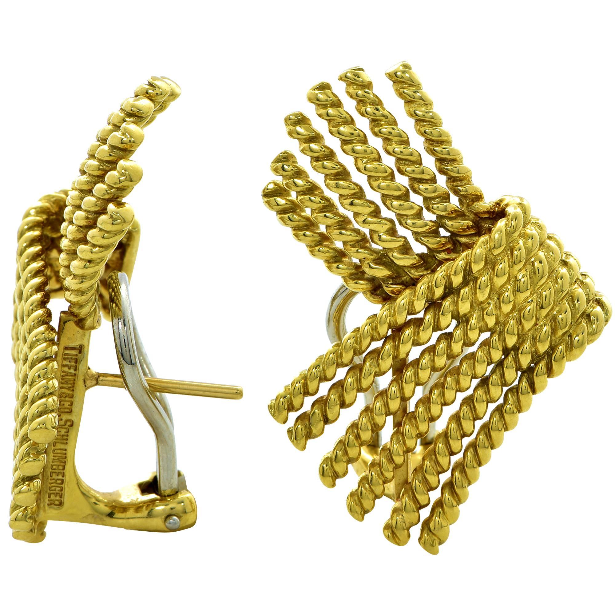Tiffany & Co. Schlumberger V-Rope Yellow Gold Earrings