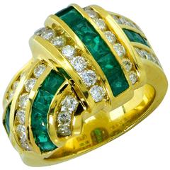 Vintage Emerald Diamond Gold Ring