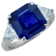 8 Carat Sapphire Diamond Platinum Ring 10