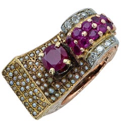 Burma Ruby Rose Gold Retro Ring