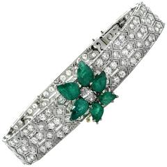 Emerald Diamond Platinum Bracelet 10