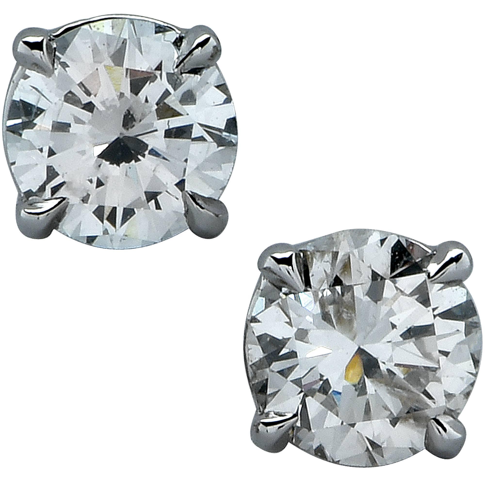 1.23 Carat Diamond Solitaire Stud Earrings