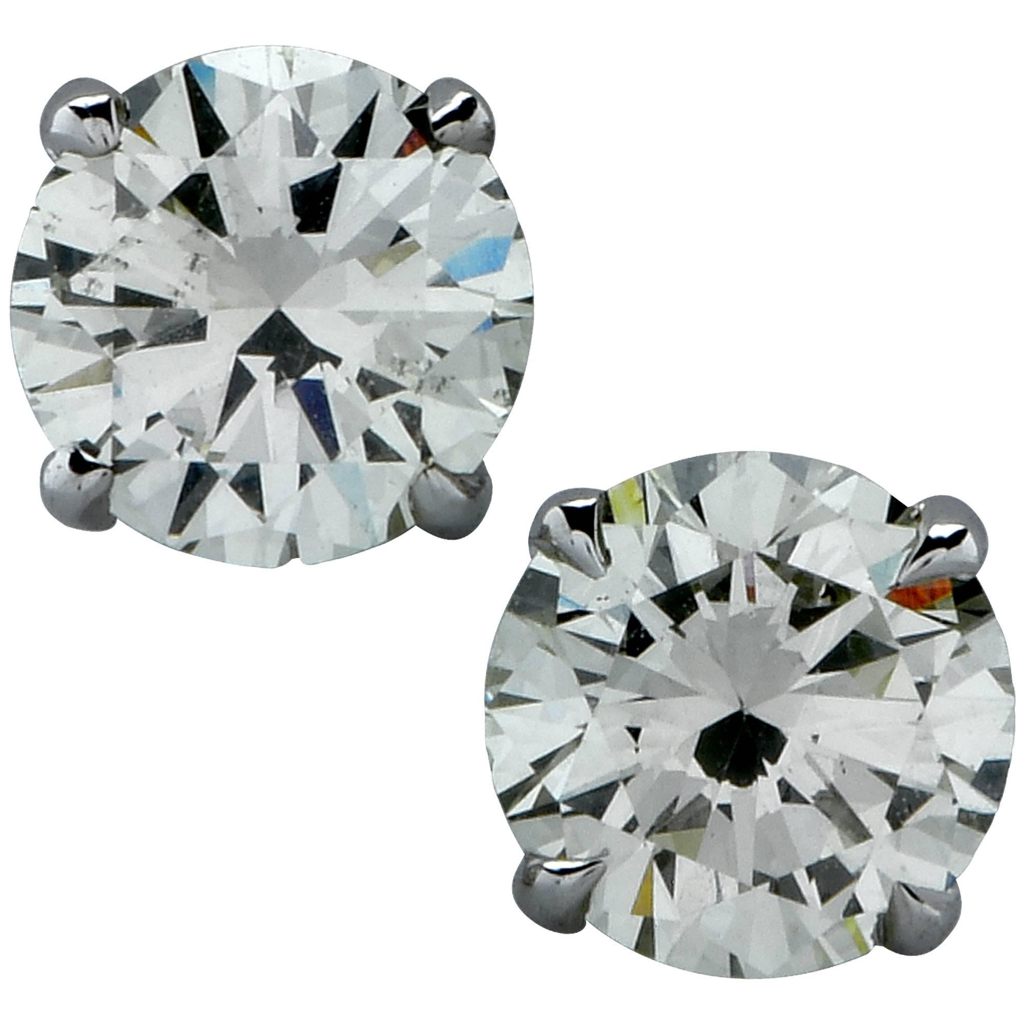 1.39 Carat Diamond Solitaire Stud Earrings