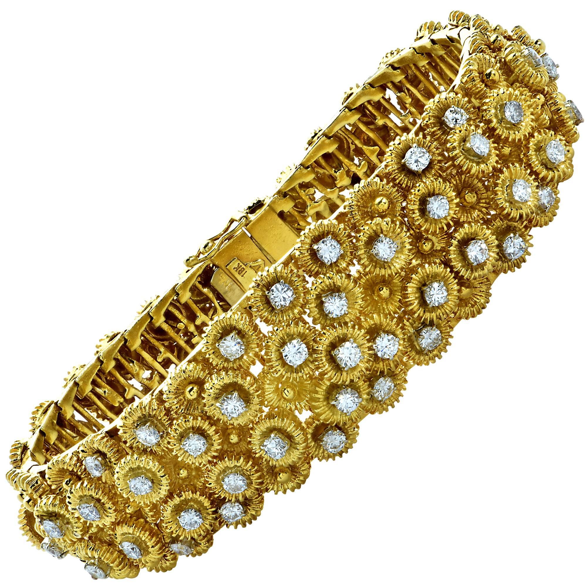 3.10 Carat Diamond and Yellow Gold Bracelet