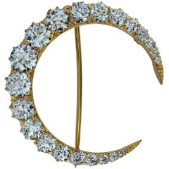 Edwardian Marcus & Co. 9.15ct Diamond Cresent Brooch Pin
