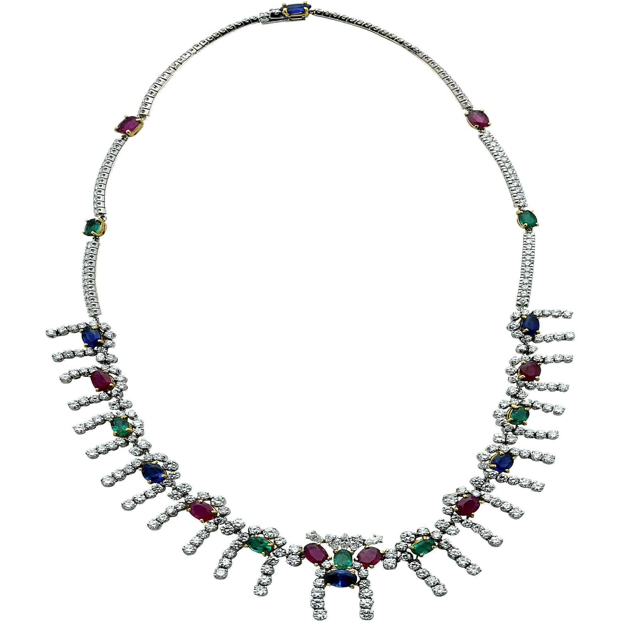 Diamond, Sapphire, Emerald and Ruby Necklace