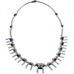 Diamond, Sapphire, Emerald and Ruby Necklace 4