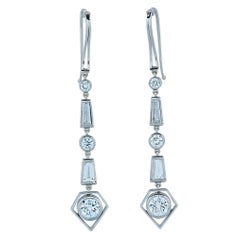 Elegant Platinum 2.45 Carat Diamond Dangle Earrings 8