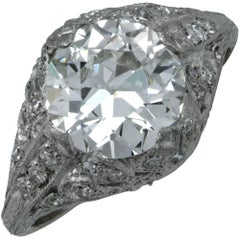 GIA Graded 2 Carat Art Deco Diamond Ring