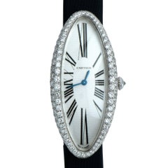 Cartier Ladies white gold Diamond Baignoire Allongée wristwatch ref 2514