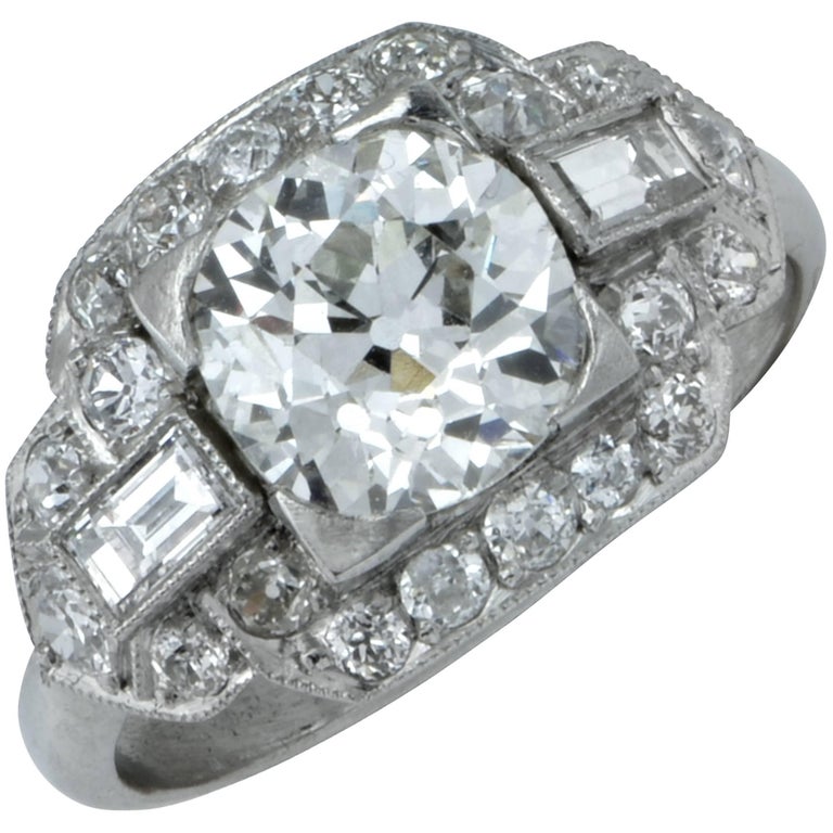 Art Deco 3 Carat Round Diamond Ring at 1stDibs 3 carat art deco