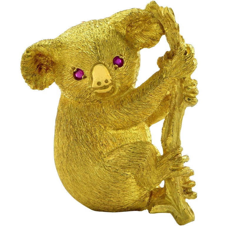 Koala Bear Brooch with Ruby Eyes at 1stDibs