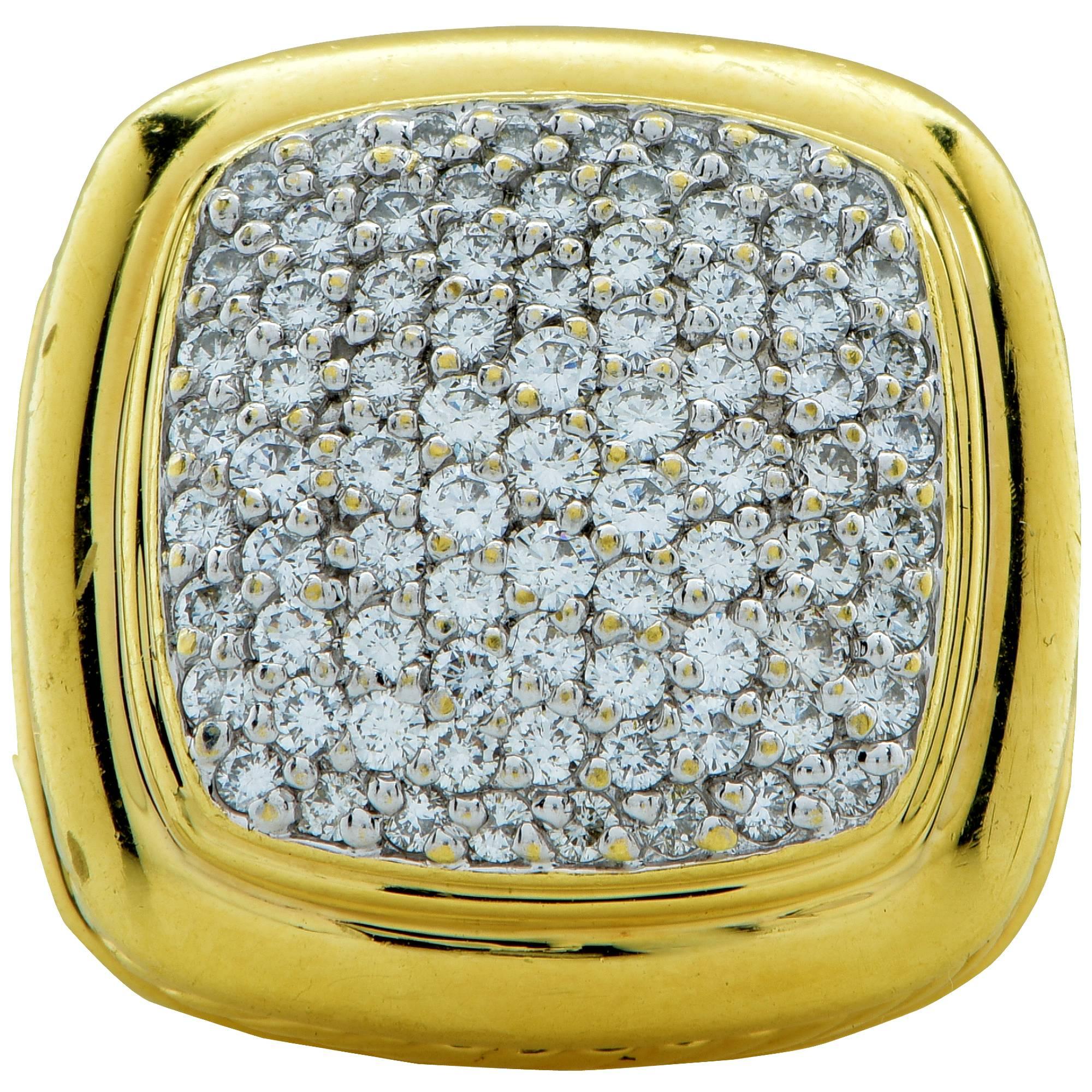 David Yurman Pave Diamond 18 Karat Yellow Gold Ring