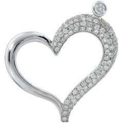 1 Carat Diamond Heart Pendant and Necklace