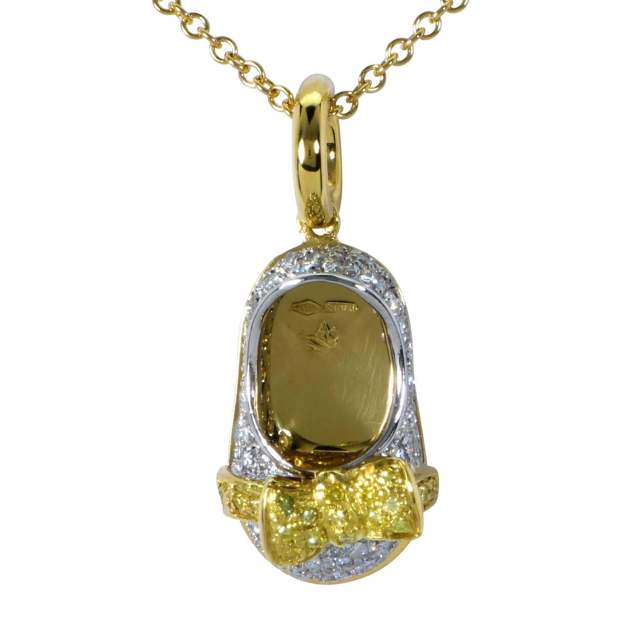 Aaron Basha 1 Carat Diamond Baby Shoe Pendant with Necklace