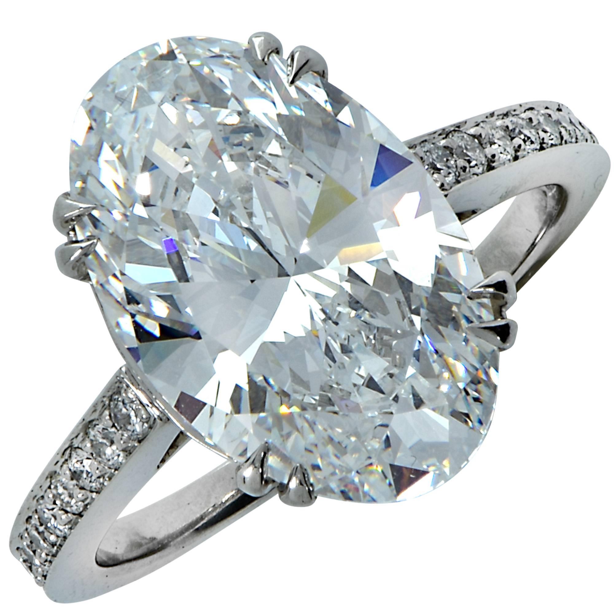 Vivid Diamonds GIA Graded 6.15 Carat Oval Cut Diamond Engagement Ring