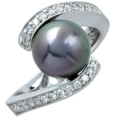 Tahitian Pearl and Diamond Ring