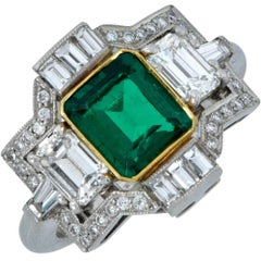 3.05 Carat Emerald and Diamond Ring