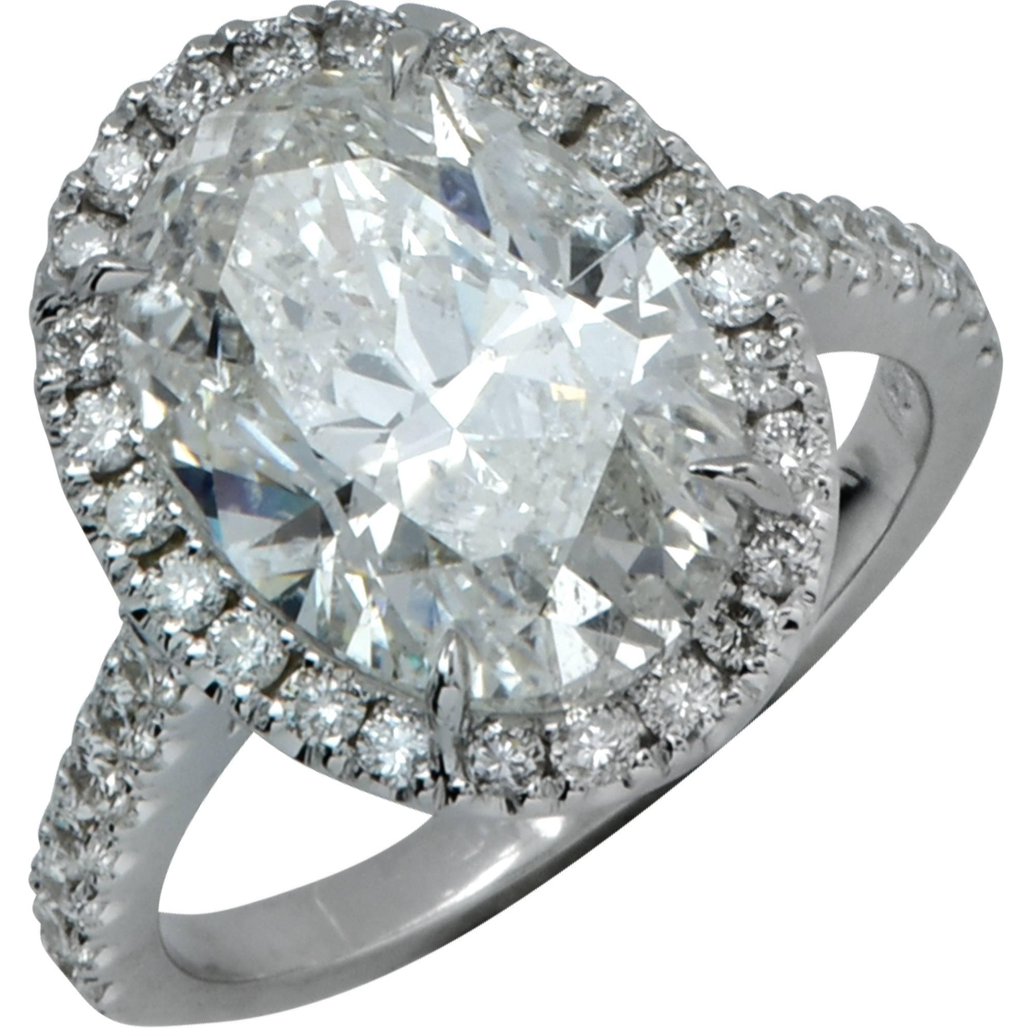 5.02 Carat Oval Cut Diamond Halo Engagement Ring