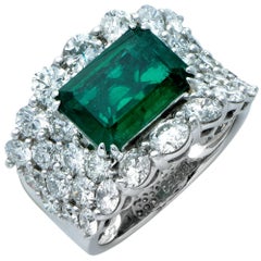 8 Carat Emerald and Diamond Ring
