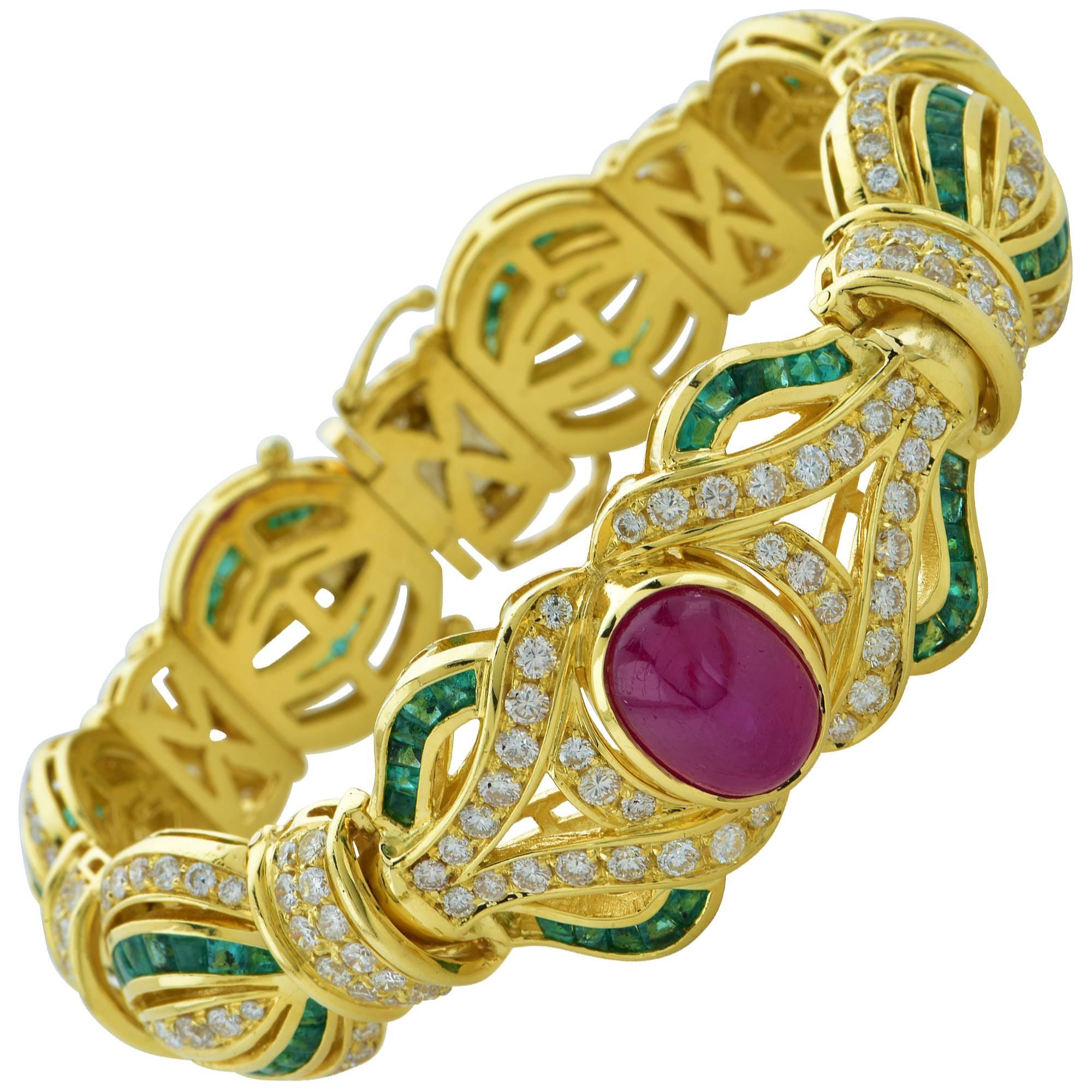 Giovane Diamond, Ruby and Emerald Bracelet