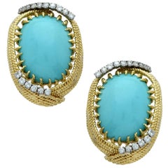 Turquoise and Diamond Earrings