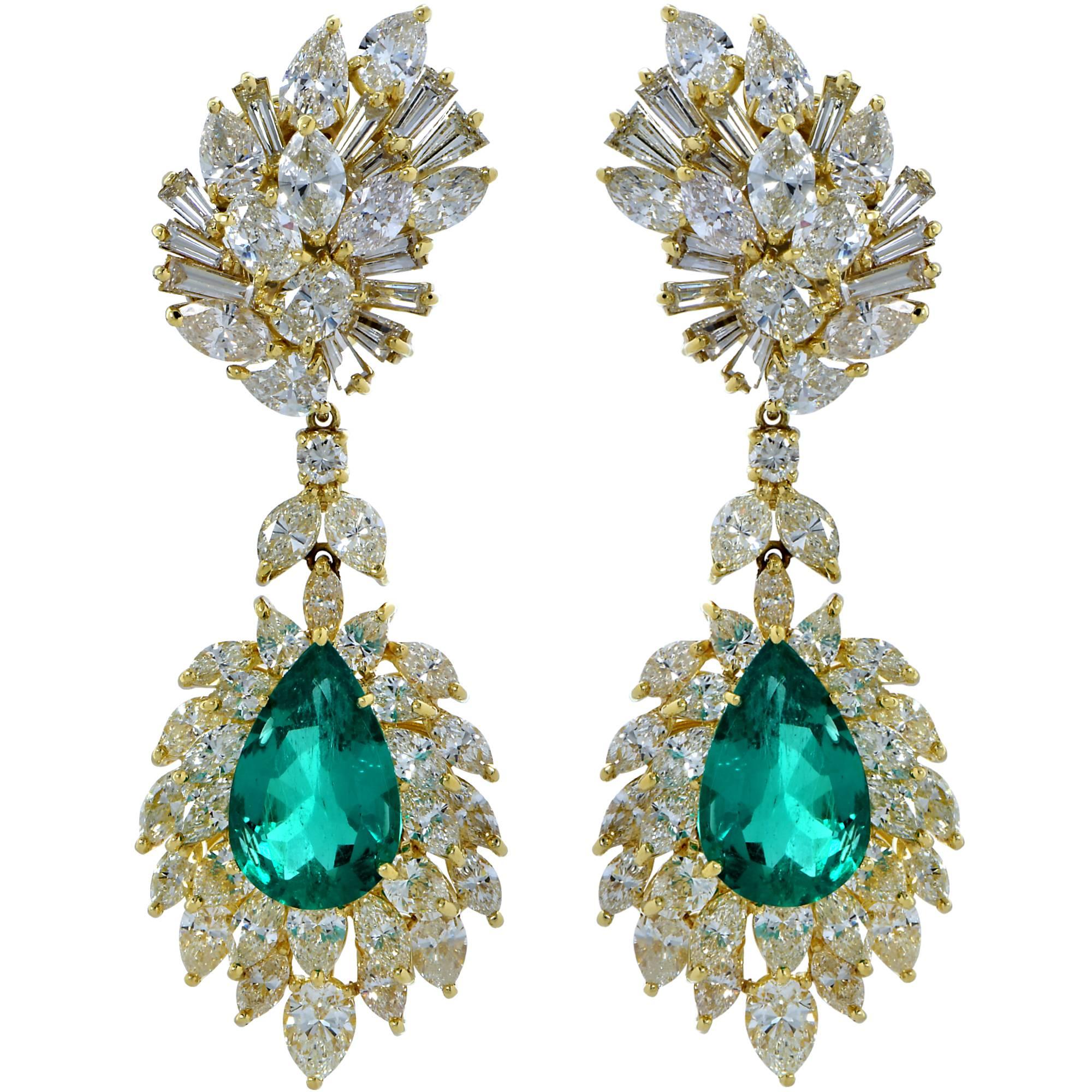 AGL Graded Colombian Emerald and Diamond Earrings