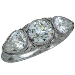 Art Deco Old European Cut Diamond Engagement Ring Circa 1920s