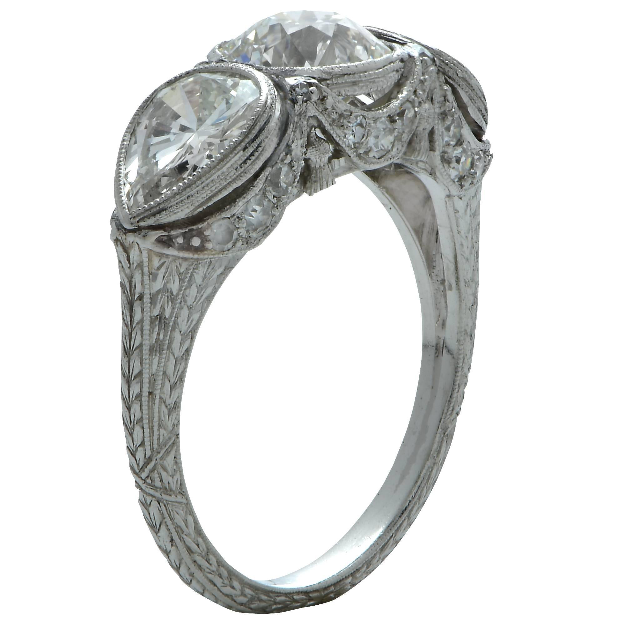 Art Deco Old European Cut Diamond Engagement Ring Circa 1920s In Excellent Condition In Miami, FL