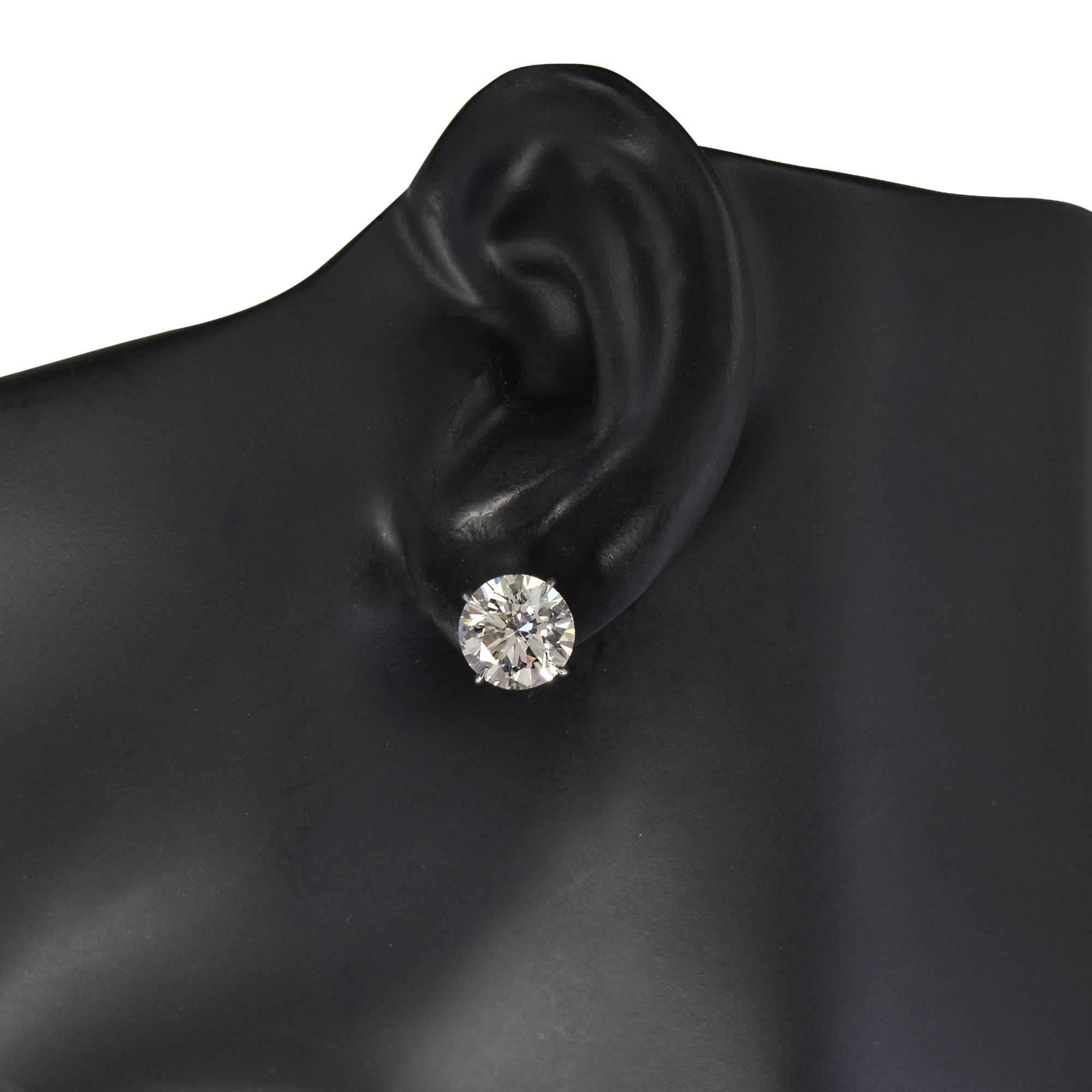 Round Cut  GIA Graded 8.32 Carat Diamond Stud Platinum Handmade Earrings