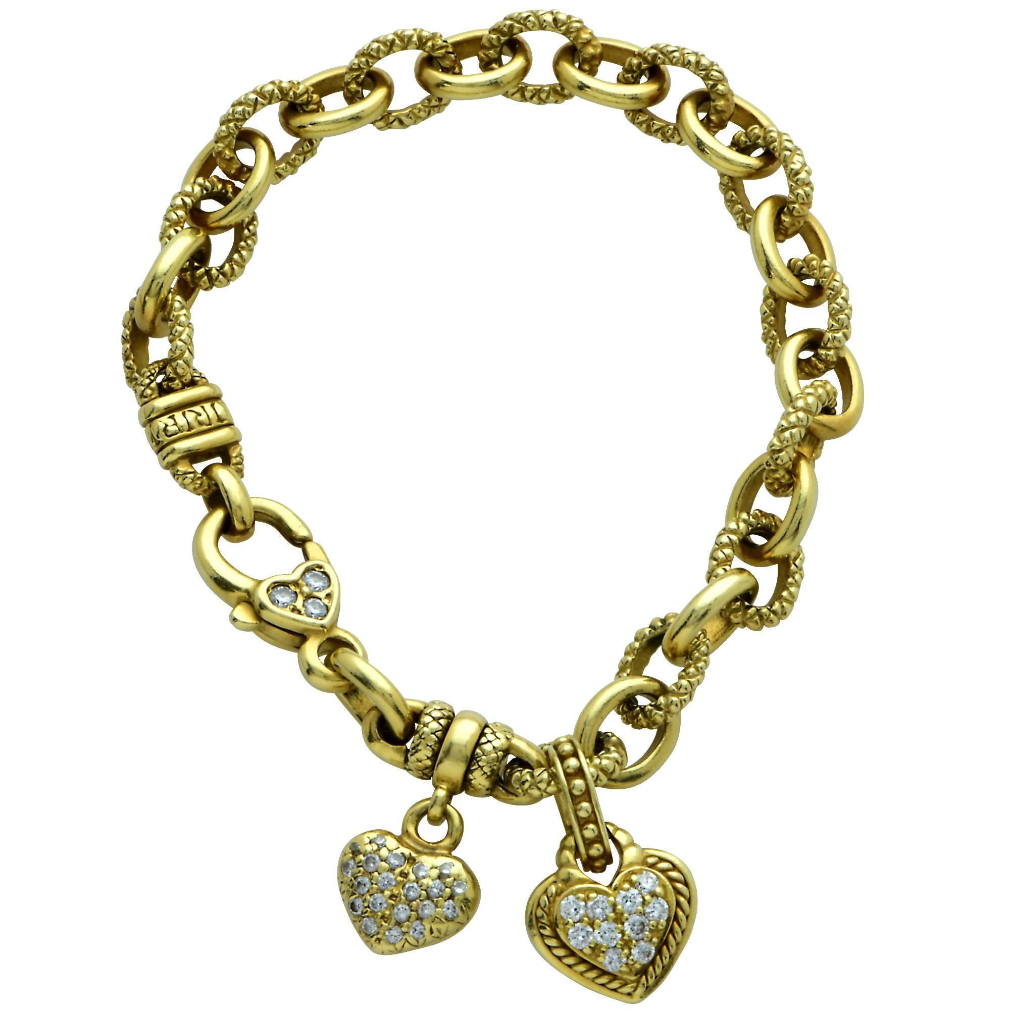 Judith Ripka Diamond 18 Karat Yellow Gold Charm Bracelet
