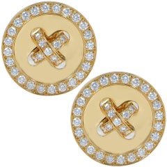 Van Cleef & Arpels 18 Karat Yellow Gold Diamond Boutonniere Earrings