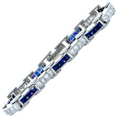 8.20 Carat Diamond and Sapphire Platinum Line Bracelet