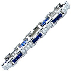 8.20 Carat Diamond and Sapphire Platinum Line Bracelet 8.20 Carat Diamond and Sapphire Platinum Line Bracelet